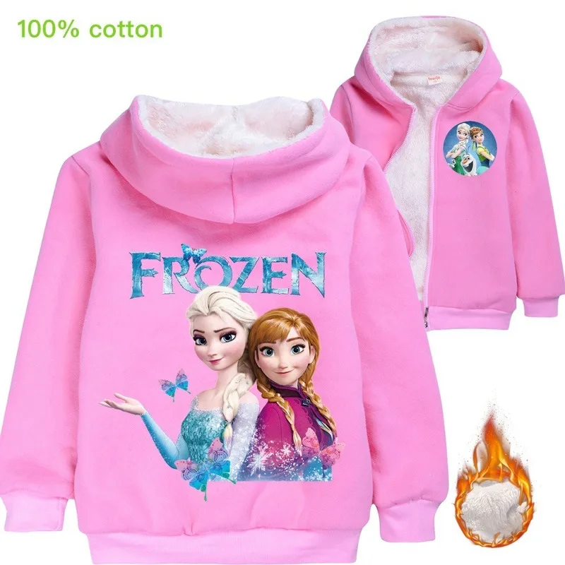Disney Children's Cardigan Zipper Thick Jacket Girls Frozen Elsa Print Hoodie Boys Popular Cartoon Winter Coat | Детская одежда и