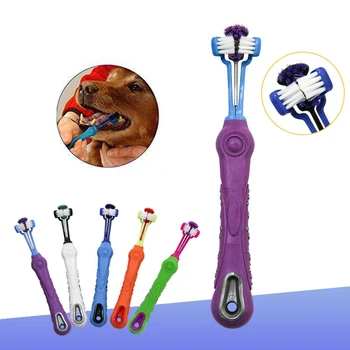 

Three Sided Pet Toothbrush Dog Toothbrush Finger Addition Bad Breath Tartar Teeth Care Dog Cat Cleaning Mouth Dog Toothbrush
