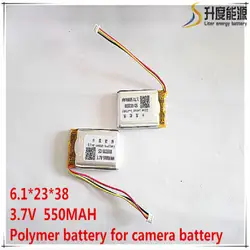 Литий-полимерная модель 612338 602338 550 mah 3,7 V литий-полимерная батарея MP3 MP4 gps разъем