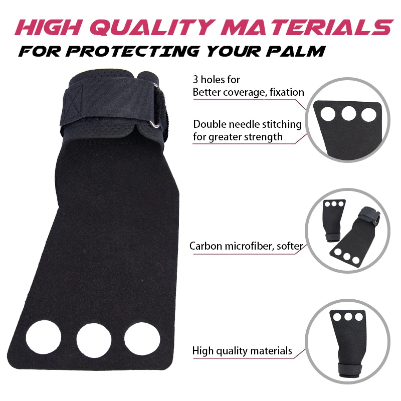 Carbon Gymnastics Hand Grips For Weight Lifting Palm Protector Pull ups Crossfit Workout Gym Grip Gloves Fitness Dumbbell 2