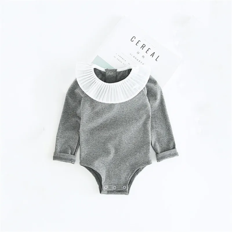 gray romper Комбинезон для маленьких девочек; От 0 до 2 лет; сезон осень-зима; Одежда для новорожденных девочек; Детский комбинезон с длинными рукавами для мальчиков; одежда для маленьких мальчиков - Цвет: gray romper