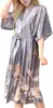 Gray satin Long Bathrobe Women Wedding Bride Bridesmaid Robe Nightgown Sleepwear Print Crane Kimono Size S M L XL XXL XXXL ► Photo 3/6