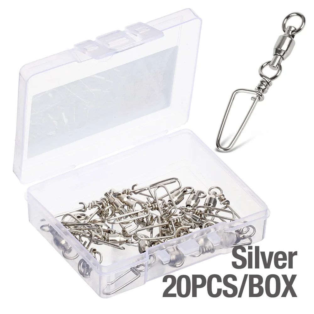 20 PCS Silver DONQL 10/20/50 шт шариковый подшипник оснастка рыболовные Вертлюги соединитель 0#6# Вращающийся шарнир для рыболовный крючок Приманка для карпа на рыбалку аксессуары - Цвет: 20 PCS Silver
