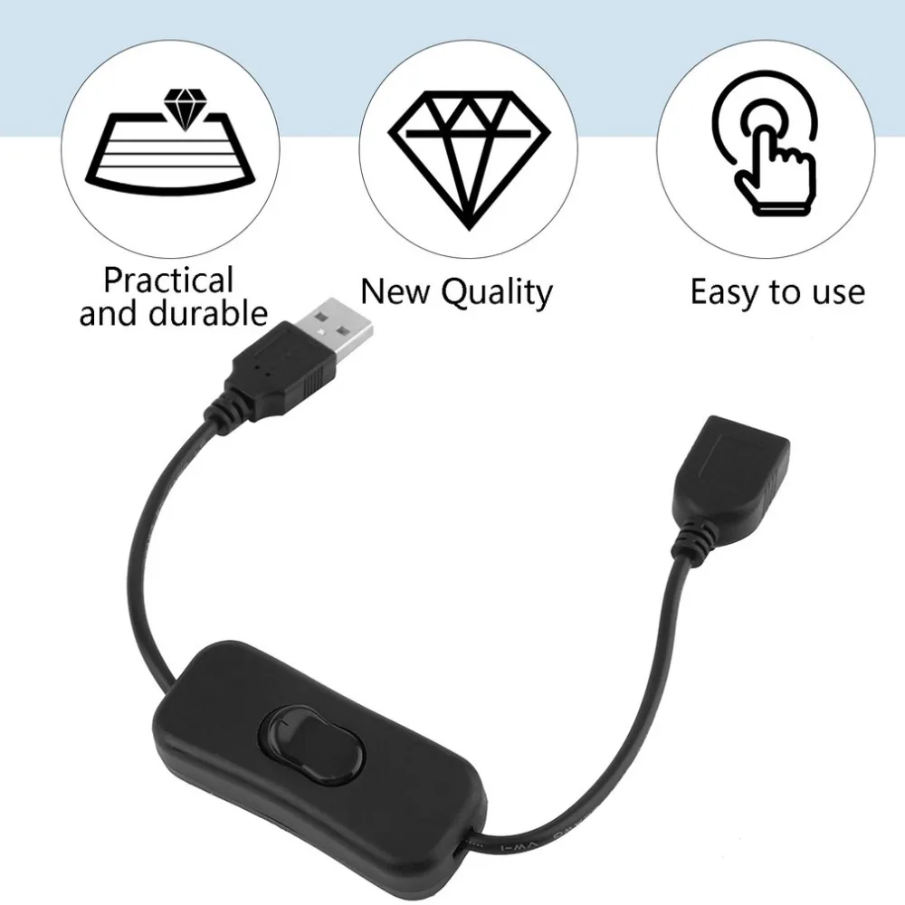 USB кабель, новинка, 28 см, USB 2,0 A, папа-Мама, удлинитель, черный кабель с переключателем, вкл