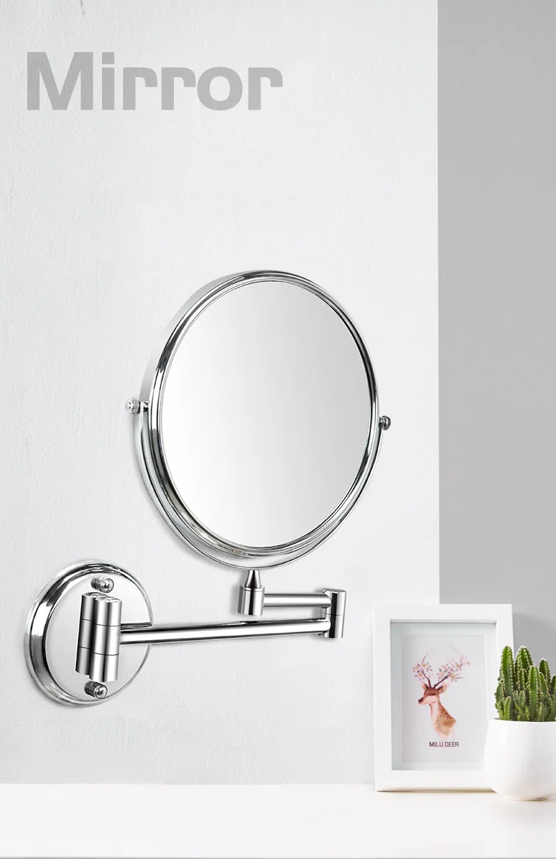 360° Rotation/Brass Material/Telescopic Folding Wall-Mounted Mirrors Vanity Mirror 3X Magnification