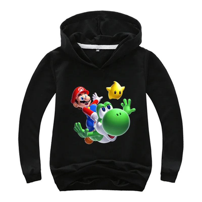 A Одежда для детей; толстовка с принтом «Super Mario Bros»; маскарадные костюмы для мальчиков и девочек; толстовки с длинными рукавами; футболка; одежда с капюшоном - Цвет: A