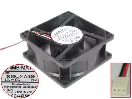 

NMB-MAT 3615KL-04W-B59 P00, вентилятор охлаждения сервера, постоянный ток 12 В, 0,60 А, 3 провода, 90x90x38 мм