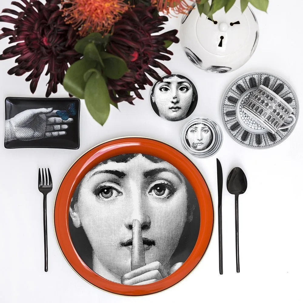 New High Quality Bone China Milan Abstract Design Style Room Decoration Hanging Dishes Wall Plates Piero Fornasetti Plates
