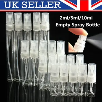

5Pcs 2/3/5/10ml Mini Refillable Sample Perfume Glass Bottles Travel Spray Atomizer Empty Bottle Cosmetic Packaging Container