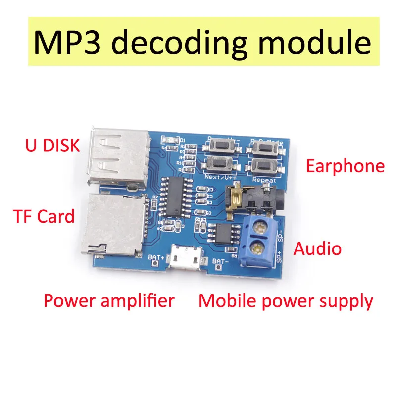 5 шт. TF карта U диск MP3 Плата декодера с форматом модуль Расшифровка усилителей аудио плеер BSG