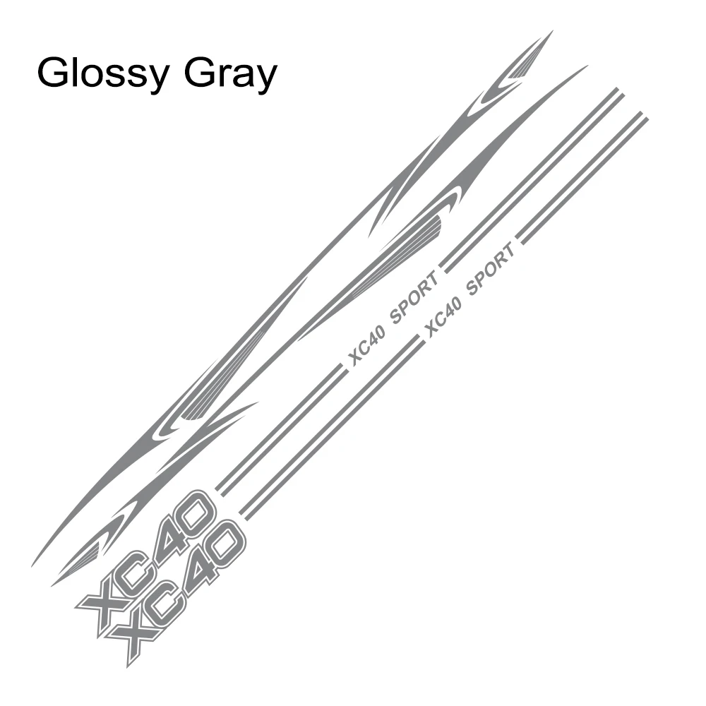 Для Volvo XC40 XC60 XC90 автомобильный боковой декор для двери s виниловый автомобильный Стайлинг боковые полосы для юбки наклейки обертывания наклейки для тела аксессуары - Название цвета: Glossy Gray