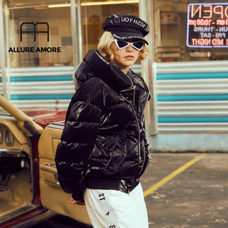 Allure Amore, женский пуховик, зимняя куртка для женщин, большой размер, толстый пуховик, белый утиный пух, пальто, водонепроницаемая верхняя одежда