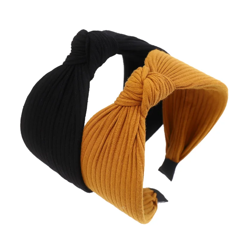 12pcs Boutique Solid Color Knitted Headband Headwear Women and Girls Knotted Hair Bow Hairband Hair Accessories
