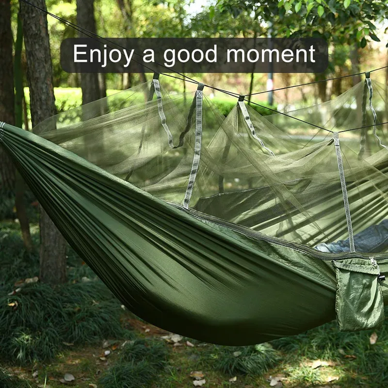 Camping Hammock with Mosquito/Bug Net, Portable Parachute Nylon Hammock, Hammock Swing for Camping, Backpacking, Travel, Hiking