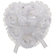 Свадебное кольцо Подушка, белое кольцо Подушка для свадьбы кружево кристалл роза Сердце Кольцо коробка свадебные аксессуары