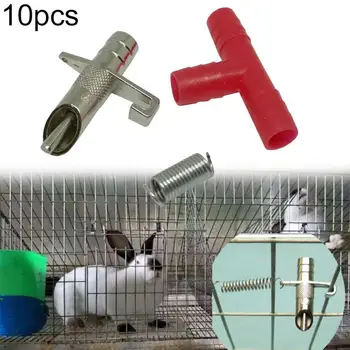

10Pcs Small Pet Rabbit Hamster Automatic Nipple Water Feeder Drinking Rabbit Spring Type Galvanized Duckbill Water Feeder