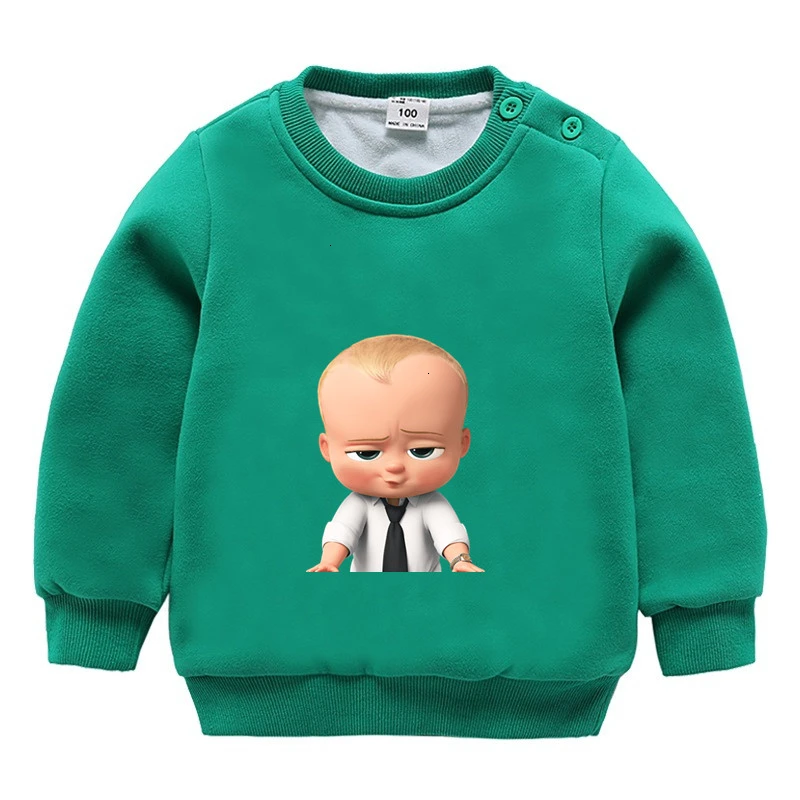 wholesale movie Boss Baby winter Plus velvet Sweatshirt Boys Girls Funny lovely color Kid O-Neck Tops Children Cartoon Baby - Цвет: as picture