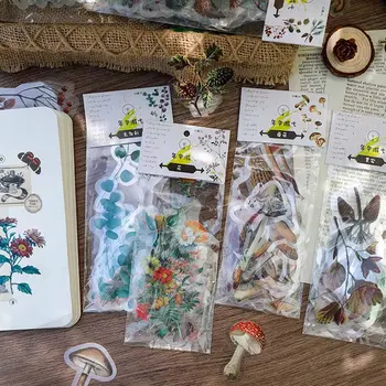 

40Pcs/Pack Vintage Stickers Plant Flower Stickers for Diy Scrapbooking Journal Decoration Stationery Gift for Kids