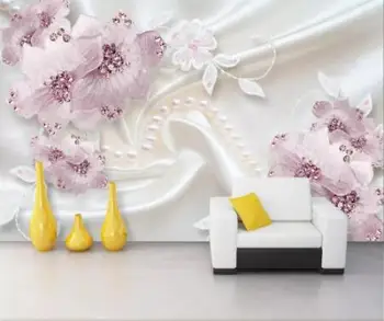 

Custom mural 3d stereo photo wallpaper luxury diamond flower 3d jewelry background wall paper painting papel de parede