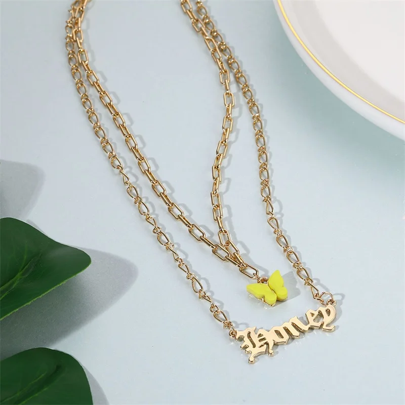 Boho Letter Link Chain Necklace For 