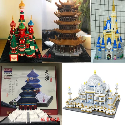 Мировая архитектура мини-строительные блоки 3D technic конструктор кирпичная модель образовательные Наборы кубиков подарки игрушки для детей