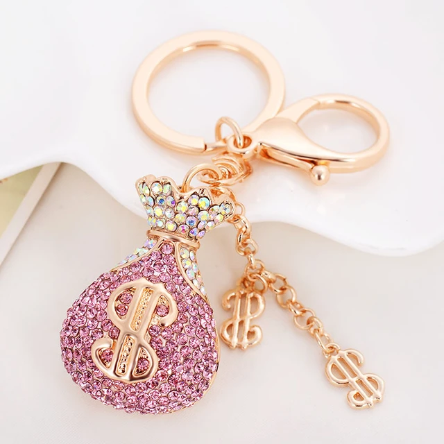 Porte-clés pour Voiture Porte Cle Mignon Porte-clés en Métal Pendentif  Charme Cristal Porte-clés Bling Bling Sac Pendentif en Cristal pour Sac à  Main