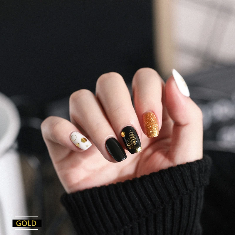 1 Sheet White Leaf 3D Nail Art Transfer Stickers Rose Gold Nail Designs Japanese Golden Nail Accessories for Nail Decorations