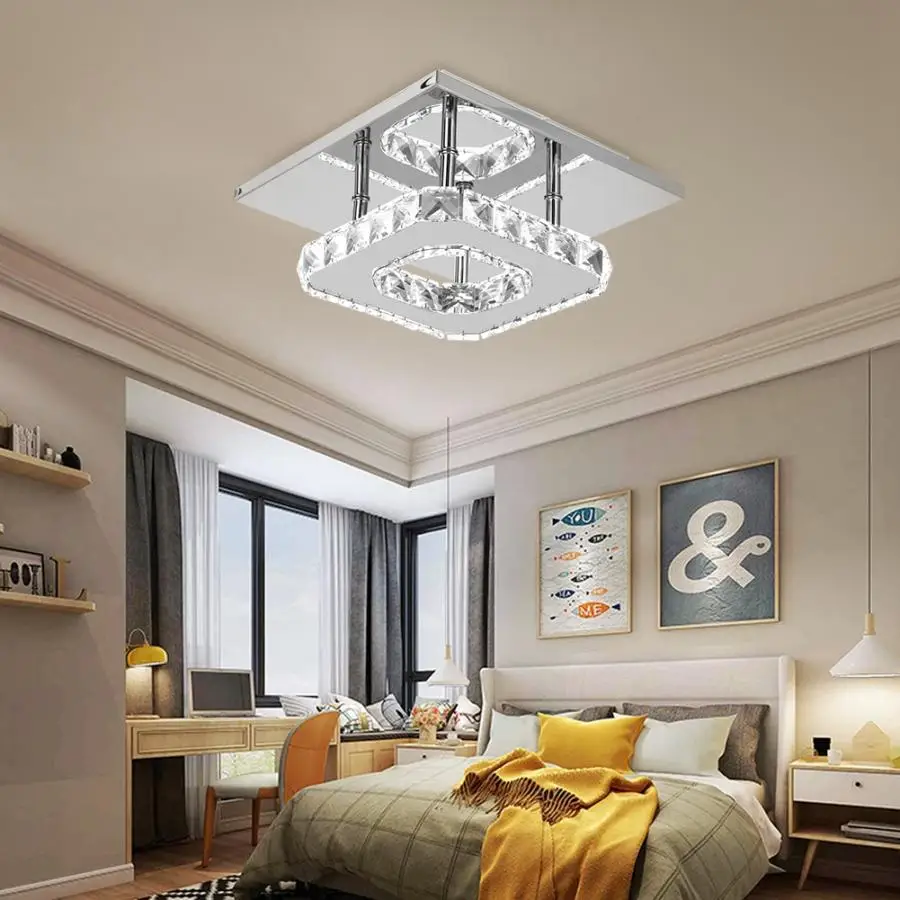 

AC 90-240V LED Ceiling Light Simple Modern Crystal Square Light For Living Room Bedroom Decoration