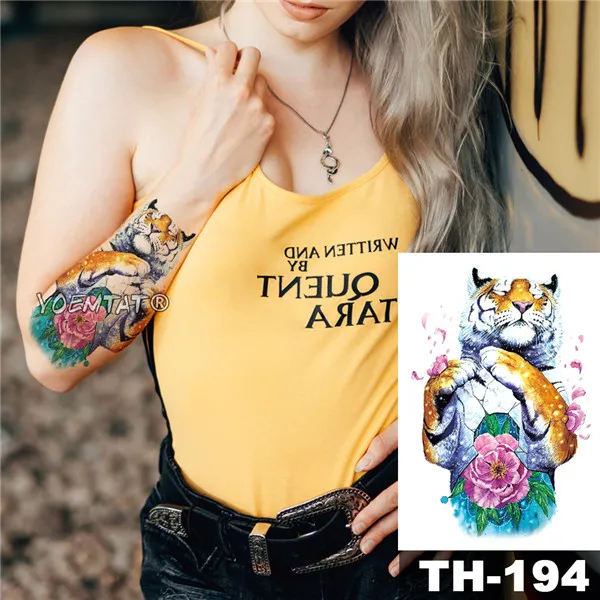 Waterproof Temporary Tattoo Sticker Watercolor rose pattern Romantic line Water Transfer body art flash fake tatoo - Цвет: 11