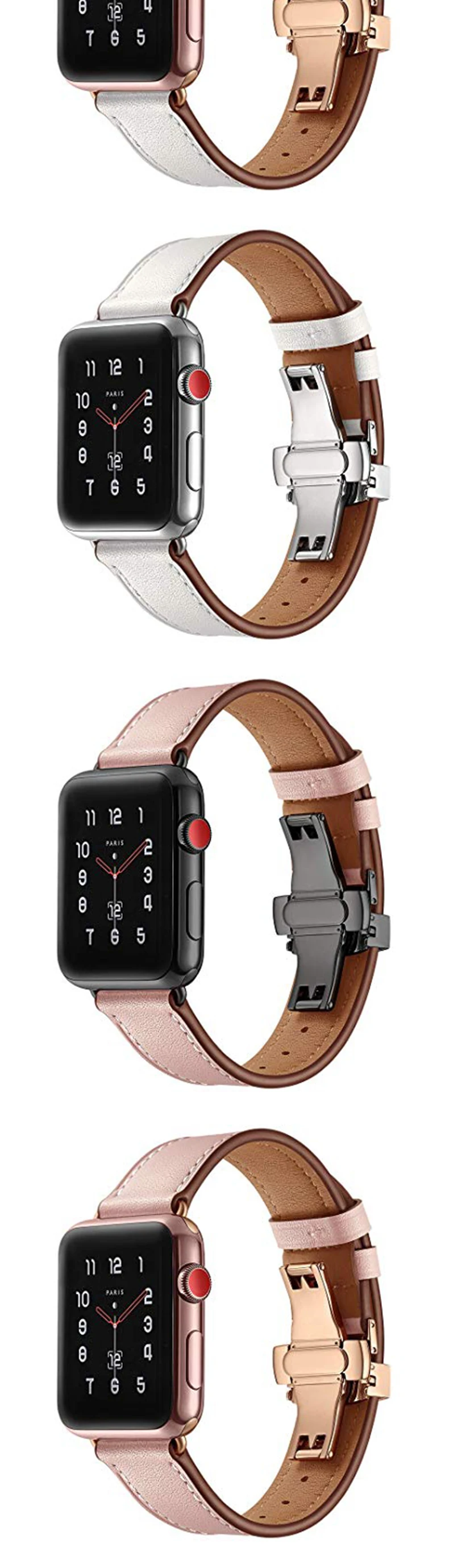 Leather Smart Strap Compatible For Apple Watch Strap 38mm 40mm 42mm 44mm Stylish Leather For Apple Strap watch Series 1, 2, 3, 4