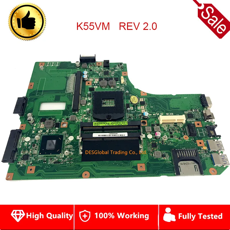 

For Asus K55VJ K55VM Laptop Mainboard REV 2.0 A55V Motherboard 100% Test Fast Shipping