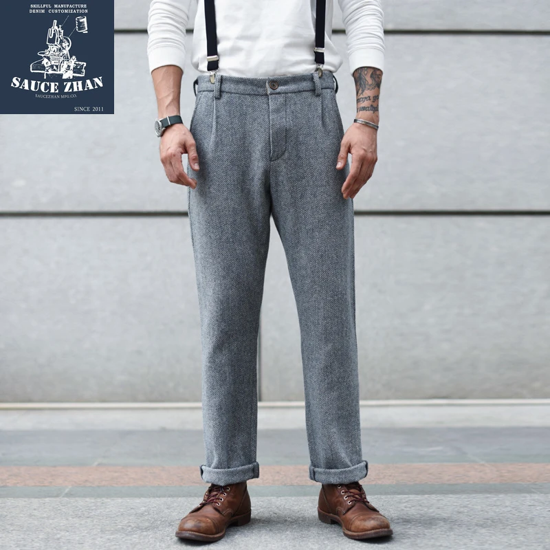 Saucezhan Wool Pants Woolen Trousers Woolen Trousers With Straight Leg