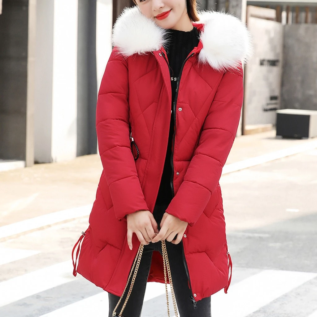JAYCOSIN New Arrival Coats Parka Fashion Slim Women Winter Hooded Warm Coat Plus Size Thick Fur Cotton Padded Jacket Femal 924