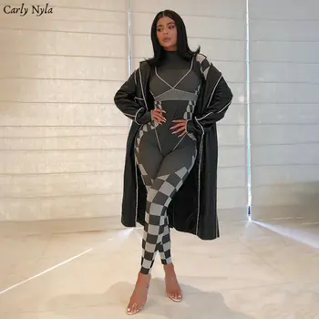 

Carly Nyla woman fashion high quality slim jumpsuit mujer 2020 elastic tracksuit fitness bodysuit casual street black outfit