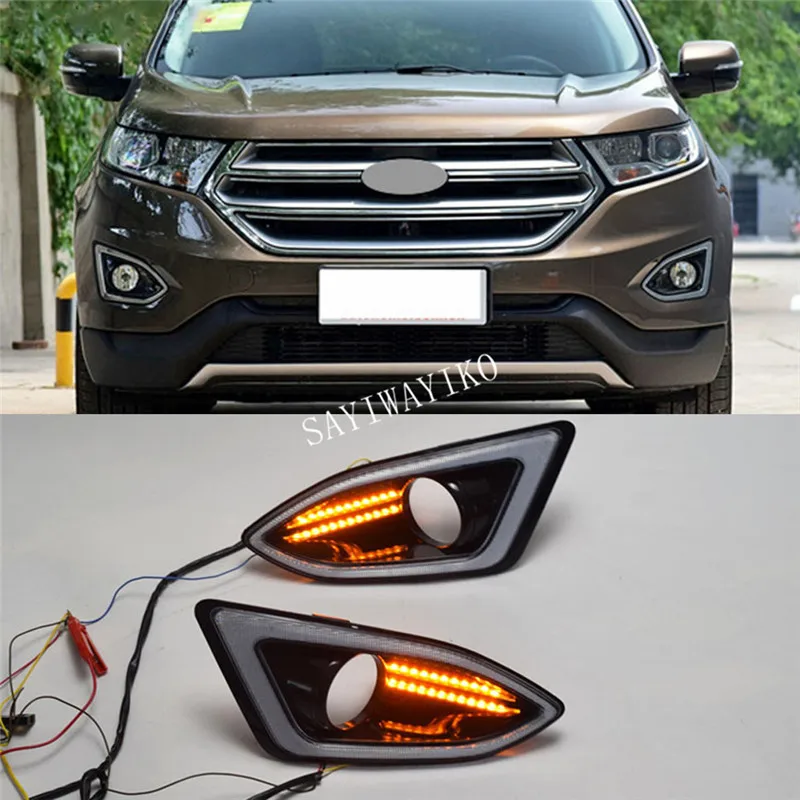 Compare 2Pcs LED DRL For Ford Edge 2015 2016 2017 Daytime Running Light Daylights 12V ABS Fog Lamp Hole with Turn siganl lamp Compare 2Pcs LED DRL For Ford Edge 2015 2016 2017 Daytime Running Light Daylights 12V ABS Fog Lamp Hole with Turn siganl lamp