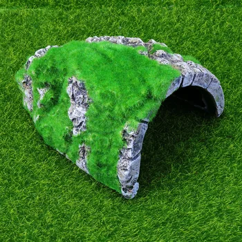 

1pc Habitat Resin Reptile Tortoise Artificial Hiding Cave Habitat Ornament Decor Moss Cave for Reptile Box
