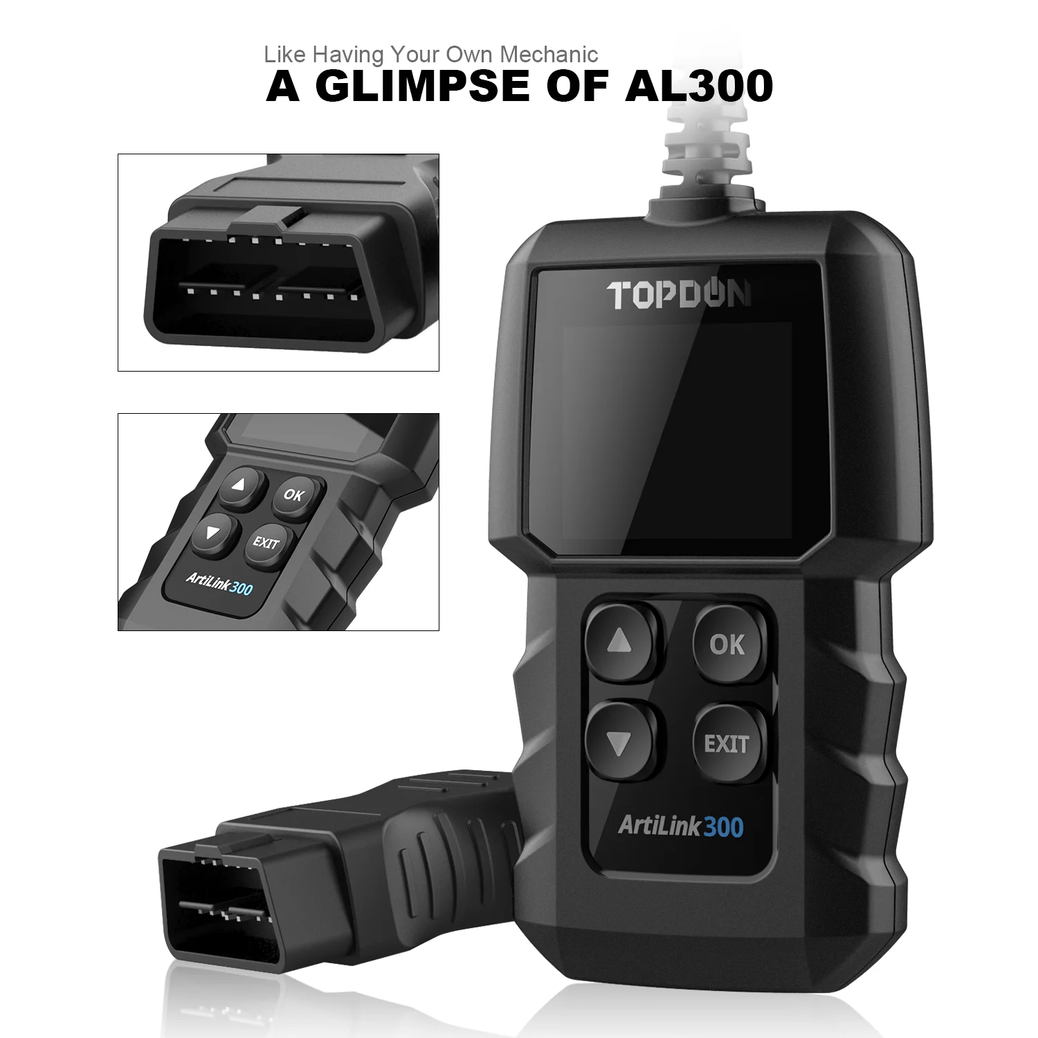 Topdon AL300 OBD2 сканер считыватель кодов автомобиля проверка неисправности двигателя