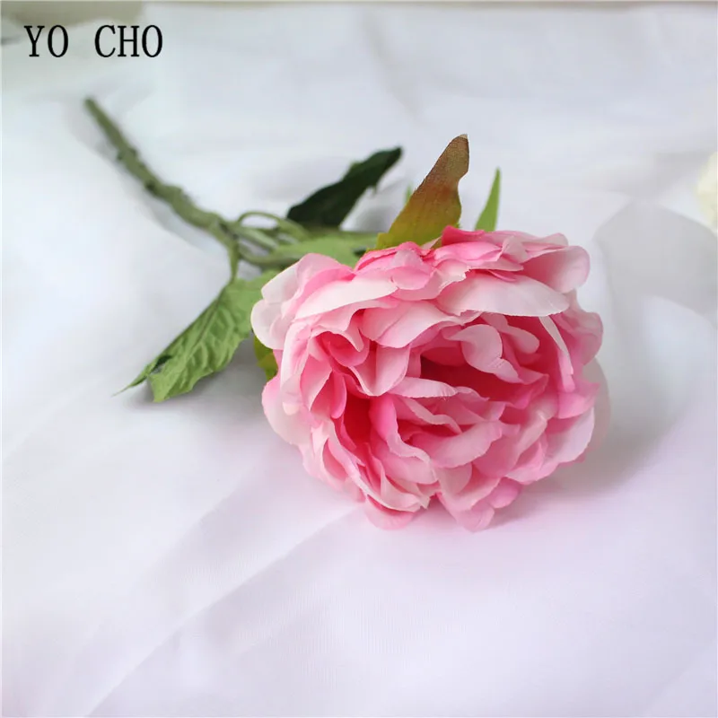 Йо Чо искусственный цветок DIY свадебный букет подружки невесты искусственный шёлковый Пион цветок для дома вечерние украшения стола центр украшения цветы - Цвет: dark pink