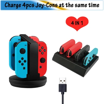 

Charging Dock Stand for Nintendo Switch Joy-Con Controllers Charger Station Individual LEDs Indicator Cable 4 IN 1 Gift Dropship