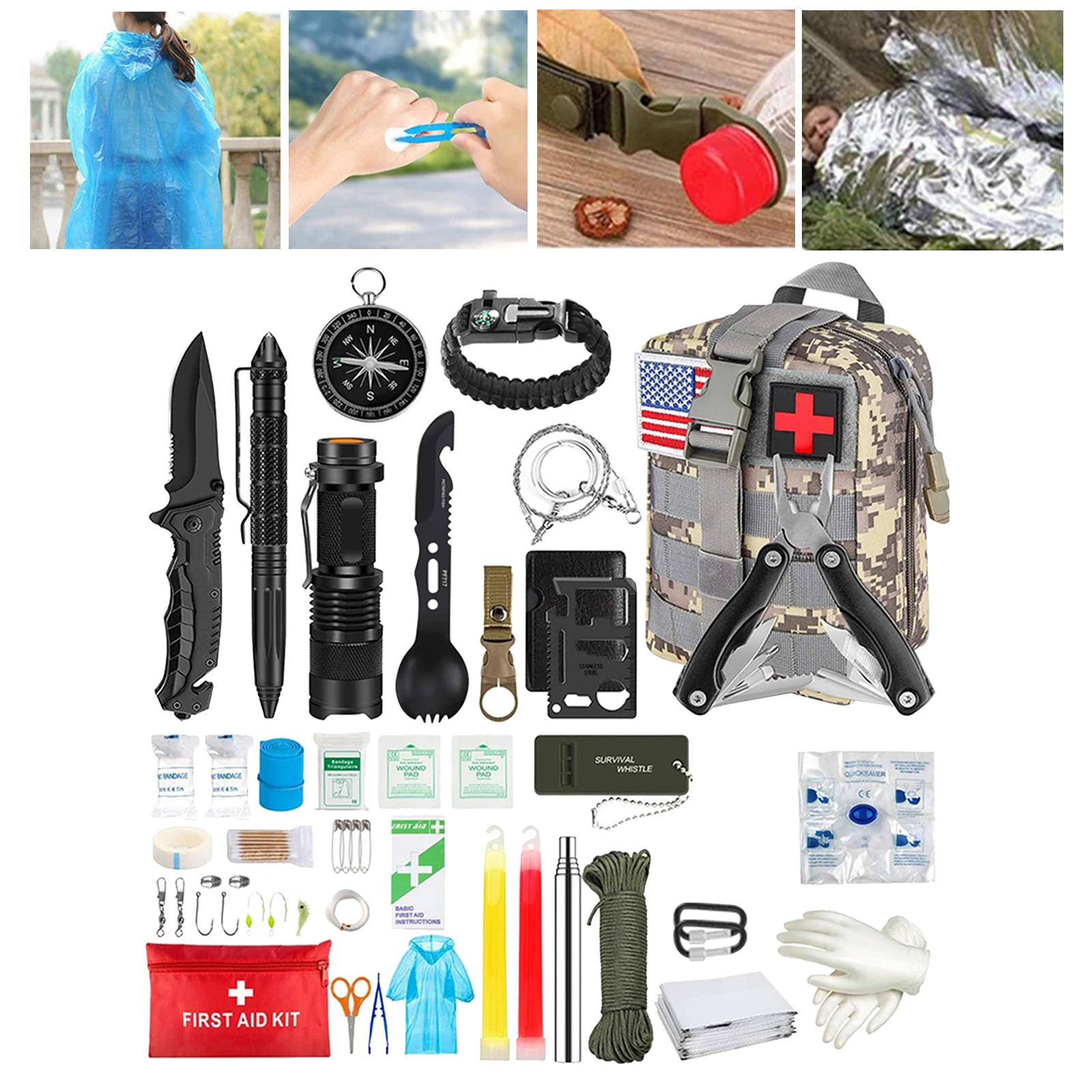 33-in-1 Emergency Survival Gear Kit Tactical SOS  Birthday Gift Son