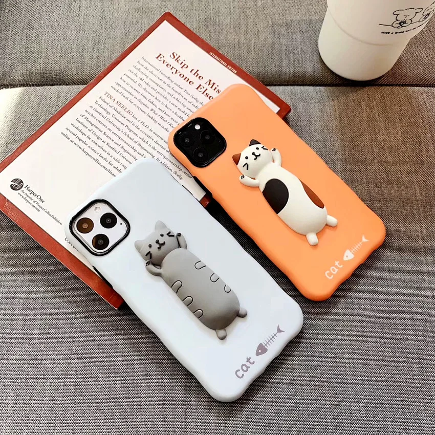 Новый мультяшный чехол с милым котом для iphone 11 3D Модный мягкий IMD задний Чехол SE Pro
