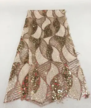 

High quality Sequin African lace dress fabric FFR11-14
