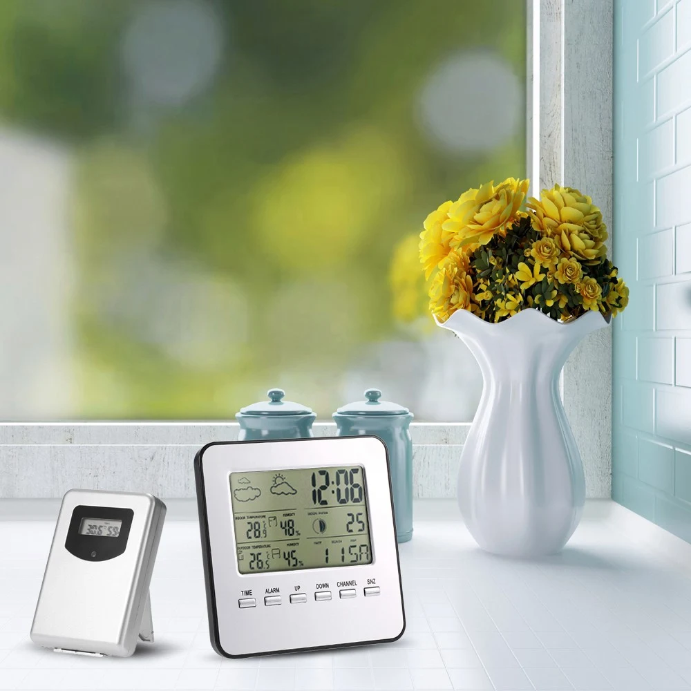 

Upgraded Weather Station, Wireless Digital Indoor Outdoor Thermometer Hygrometer, Remote Sensor, Home Weather Forecaster Station