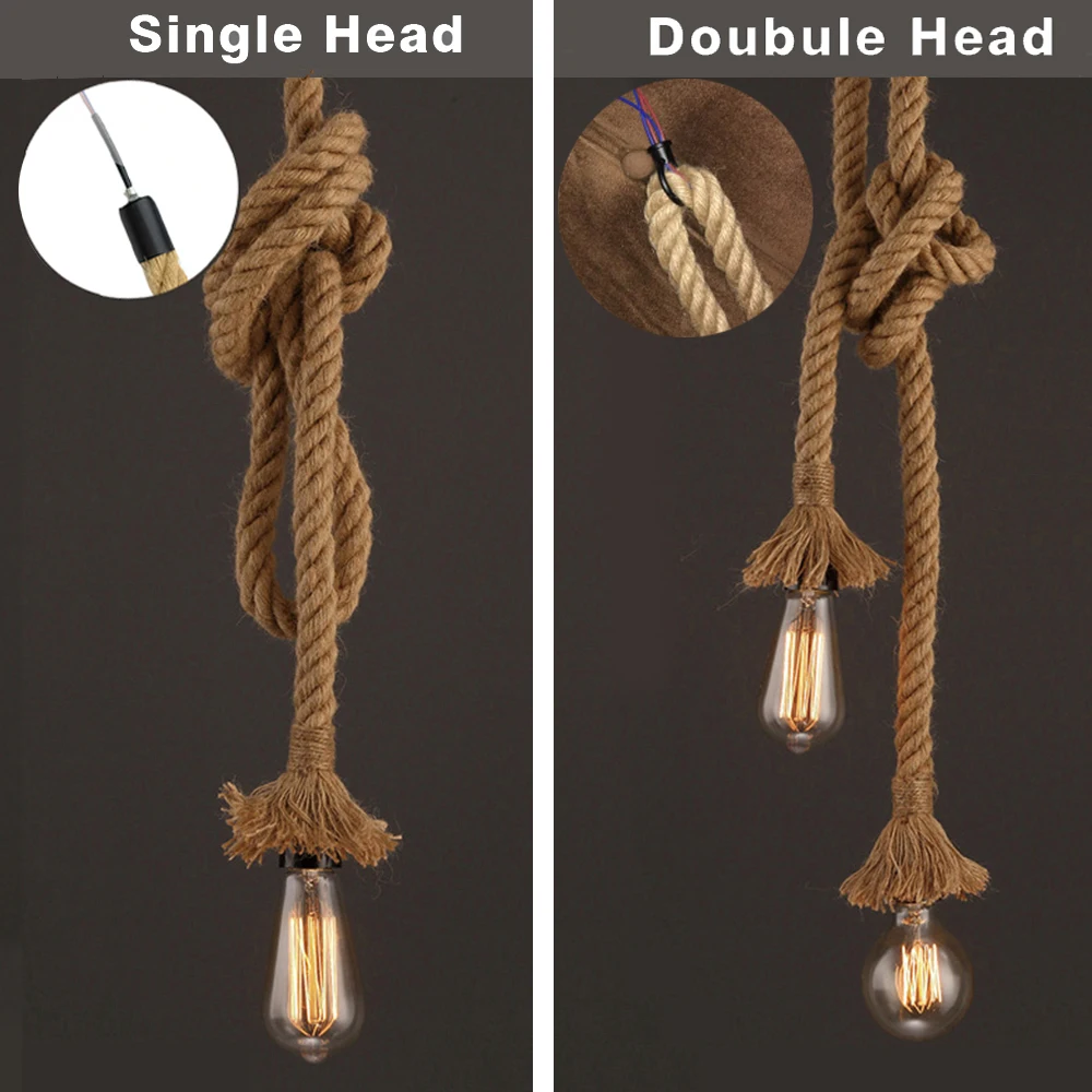 Vintage Hemp Rope Pendant Light Retro Industrial Hanging Lamp Creative Loft Country Style Edison Bulb Home Lamps Decorations Vintage Hemp Rope Pendant Light Retro Industrial Hanging Lamp Creative Loft Country Style Edison Bulb Home Lamps Decorations