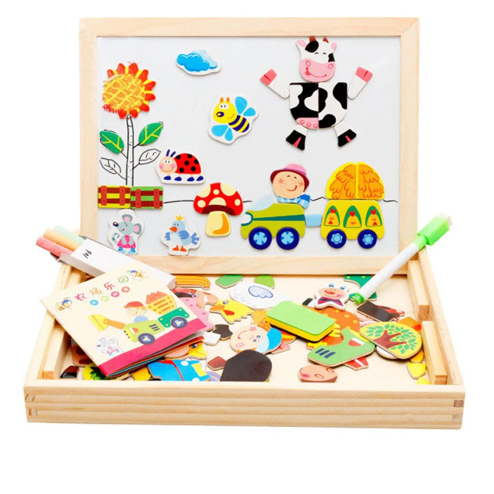 

Drawing Writing Board Magnetic Puzzle Double Easel Kid Wooden Toy Sketchpad Gift Children Intelligence Education Development #10