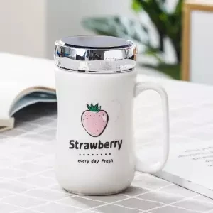 Кофейная чашка кружка керамическая чашка с зеркальной крышкой милая кофейная чашка Студенческая домашняя кружка большой емкости чашка из нержавеющей стали - Цвет: 400ML