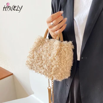 

Winter new fashion women plush handbag shoulder bag female Simple bag chain Messenger bag soft warm fur bag 2020 Bolsa Feminina