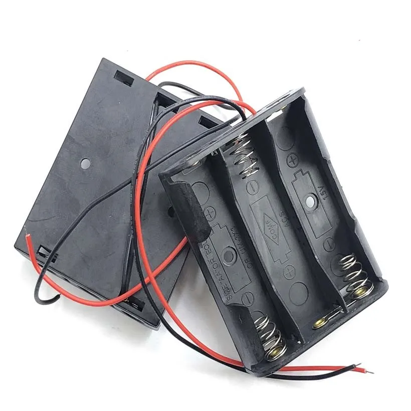 

MasterFire 400 шт./лот черный пластиковый футляр для батарей 3 x AA с проводными выводами чехол для хранения батарей