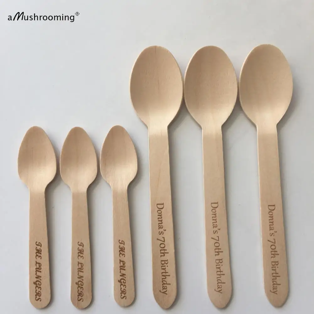 Disposable Wooden Spoon Ice Cream Wood 16cm Disposable Wooden Spoon