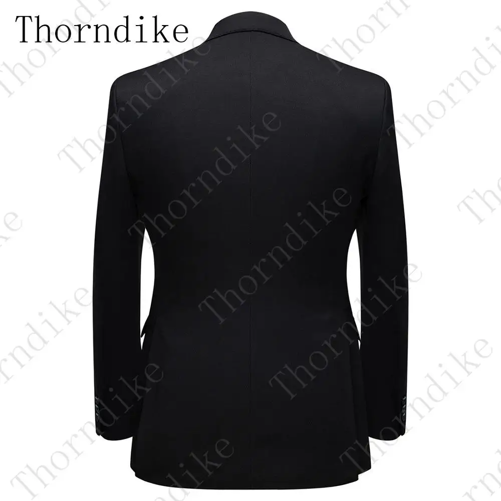 Thorndike(подарочный галстук), мужской свадебный костюм, мужские блейзеры, приталенные костюмы для мужчин, деловой костюм, официальная вечеринка, темно-синий, классический, черный